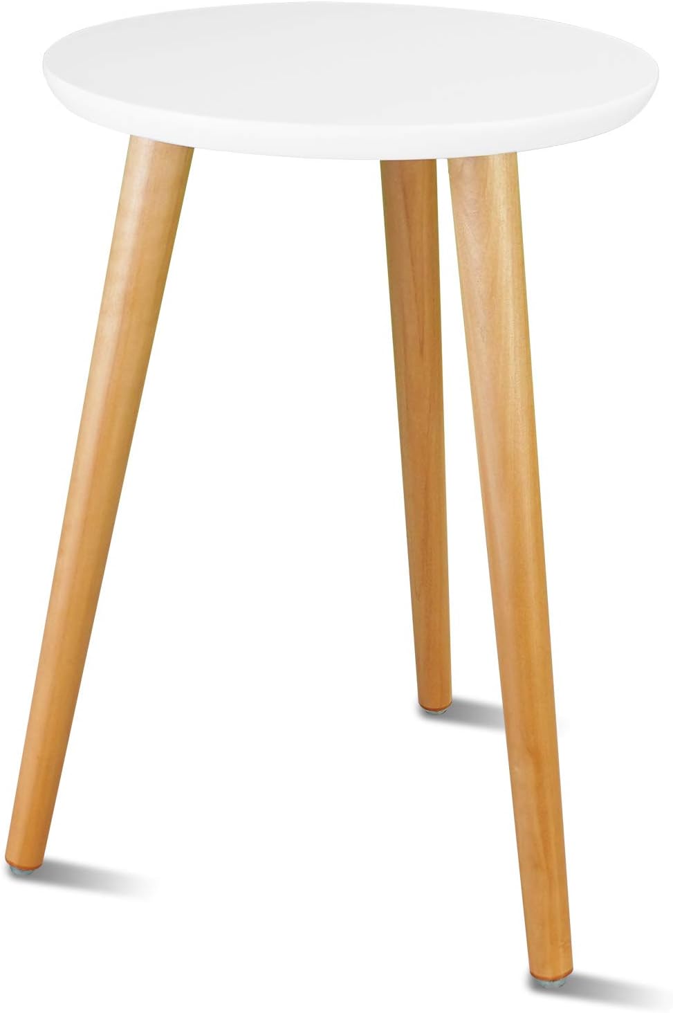 Uneedem Wood Mid Century Plant Stand for Indoor Plants, Modern Table, Tall Holder for Flower Pots, Small Round Side/End Table(A2 White, High: 16.5")