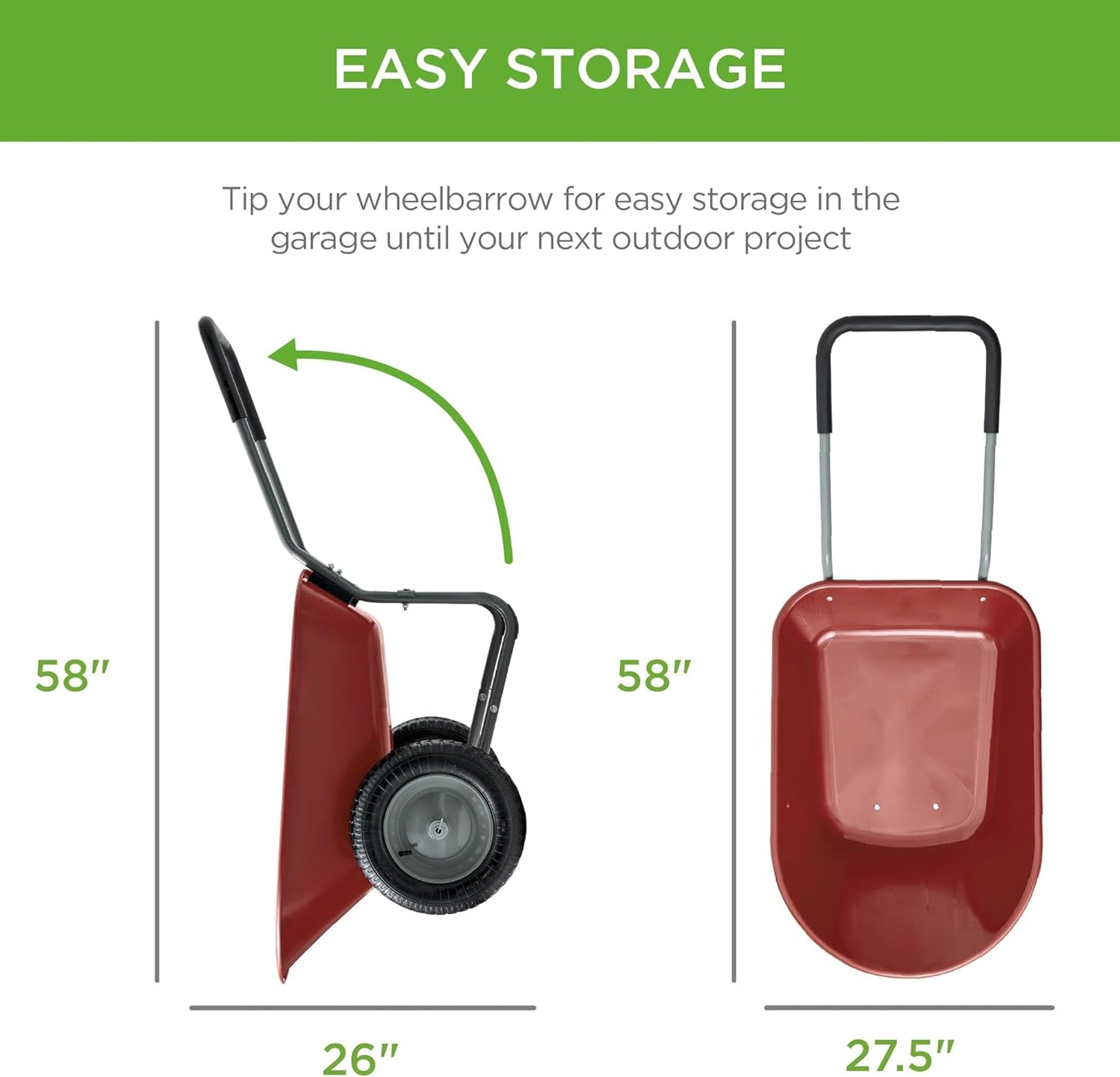 Best Choice Products Dual-Wheel Home Utility Yard Wheelbarrow Garden Cart w/Built-in Stand for Lawn, Gardening, Construction - Red