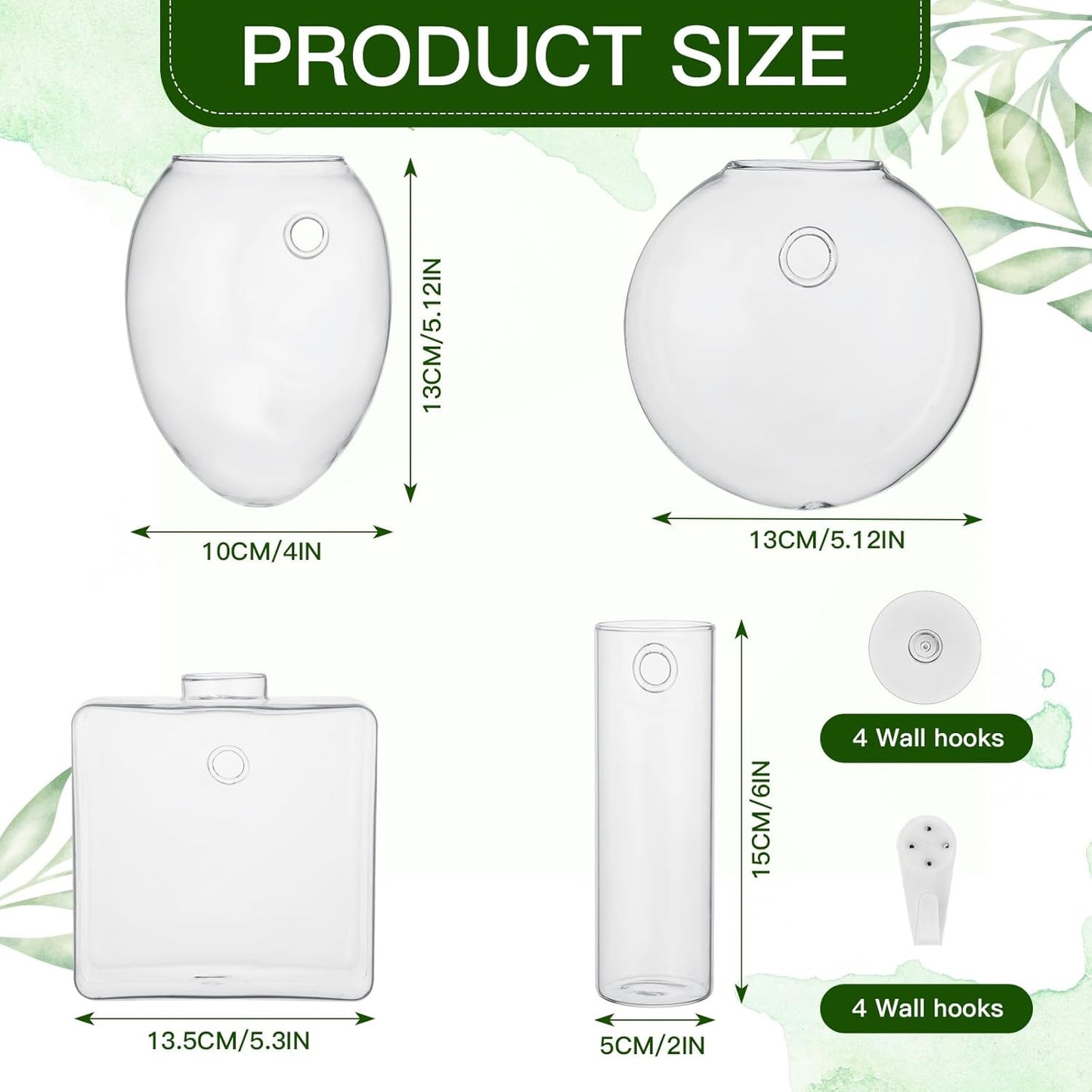 Baderke 4 Pcs Wall Hanging Planter Wall Window Propagation Station Hanging Planter Glass Terrarium Container Plant Propagation Station Vase for Garden Office Decor(Geometric)