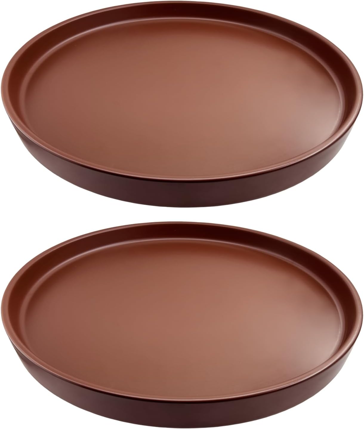 2 Pack Ceramic Plant Saucer Pot Tray 6 Inch, Planter Saucers 4 5 6 7 8 9 10 11 12 13 Inch for Indoors Outdoor, Durable Sturdy Flower Drainage drip Water Tray for Glazed Pots Base (6.4 Inch-Brown)