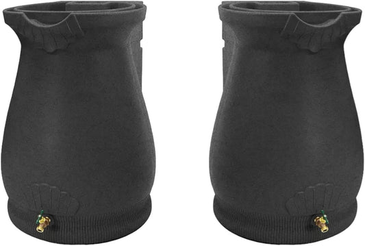 65-Gallon Urn Rain Wizard Decorative Barrel (Dark Granite, 2 Pack)