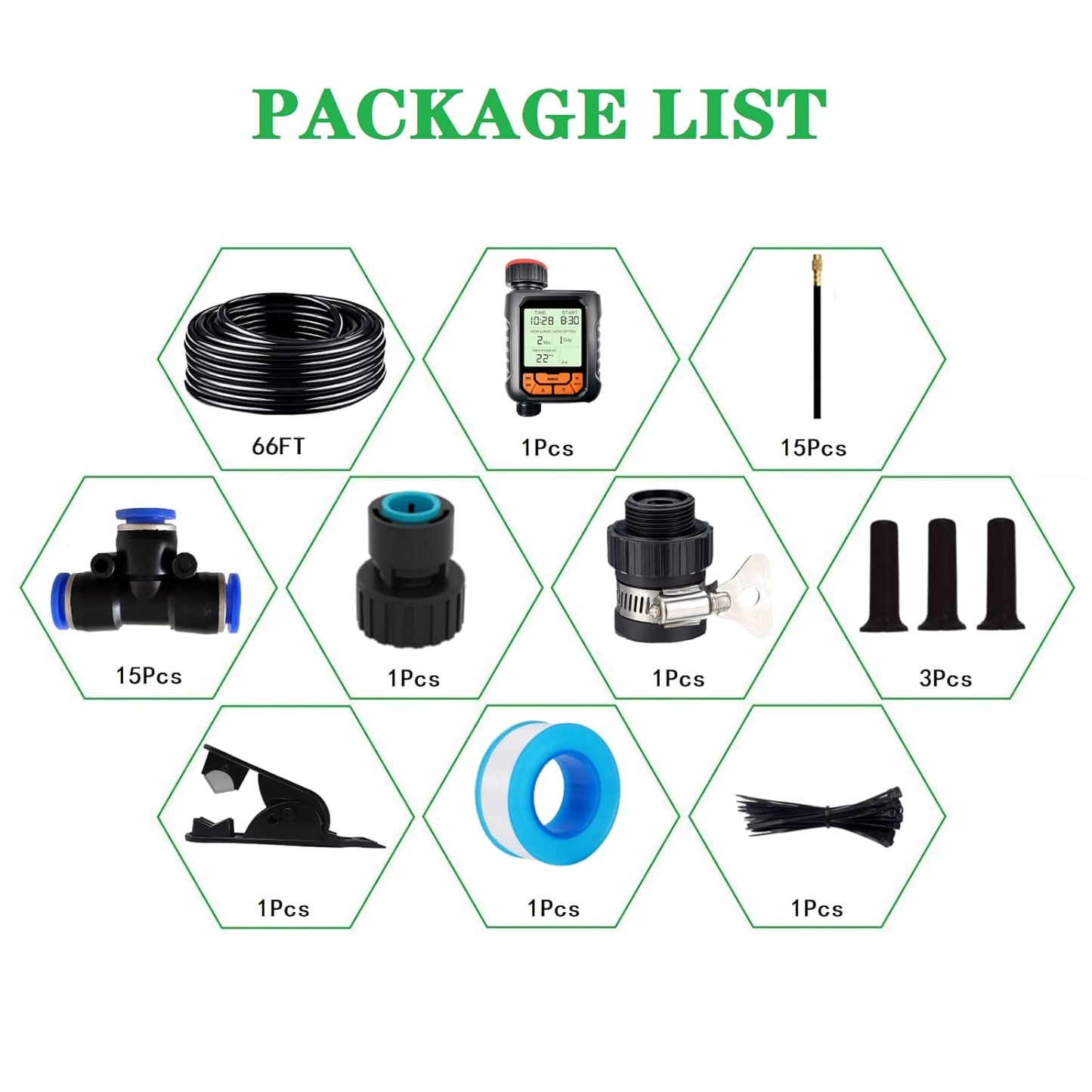 New Quick Connector Drip Irrigation Kits,Automatic Irrigation System with 360-degree Bending Dropper,Adjustable atomizing Copper Nozzle for Watering System for Garden Plants Lawn.(Automatic Timer)