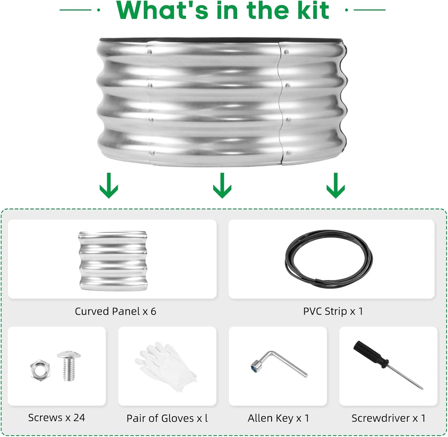 JERIA Raised Garden Bed,Galvanized Raised 2×2×1ft Planter Boxes Outdoor with Easy Assembly, Round Garden Bed for Vegetables, Fruits, Flowers