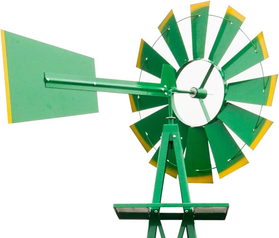 Garden Windmill for Yard Decor, 8 ft Tall Metal Windmill with Spinning Blades, Weather-Resistant Outdoor Windmill for Lawn, Farmhouse, Rustic & Farm Decor,Green