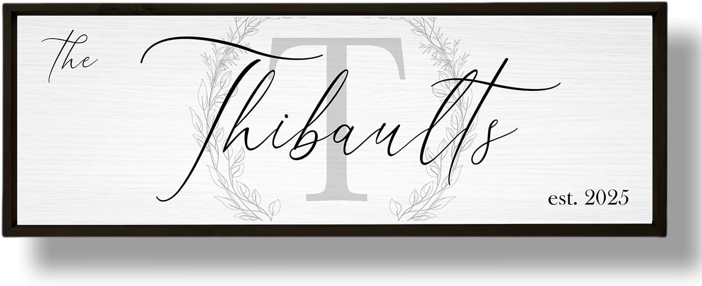 Last Name Signs for Home, Personalized Wall Decor, Monogram Gifts, Framed Wooden Family Name Sign for Home Decor, Custom Wood Signs, Established Signs