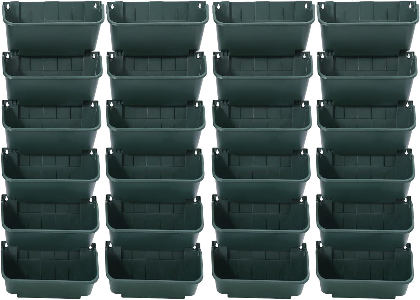 Vertical Wall Planter with 24 Plastic Pots, Wall-Mounted Garden Planter Stackable Wall Hanging Flower Pot Clasp Design with Grooves Drainage Holes for Indoor and Outdoor (Army Green 24)