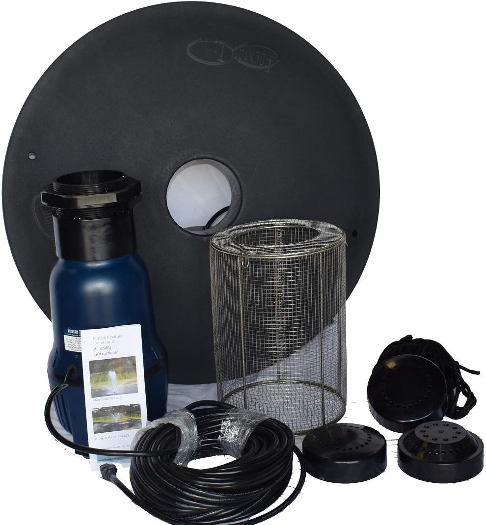 Custom Pro FT 14000 Floating Pond Fountain and Aerator Complete Kit with 14,000 GPH Pump, 100 Foot Power Cord, 3 Spray Styles | 100% US-Based Customer Service and Warranty