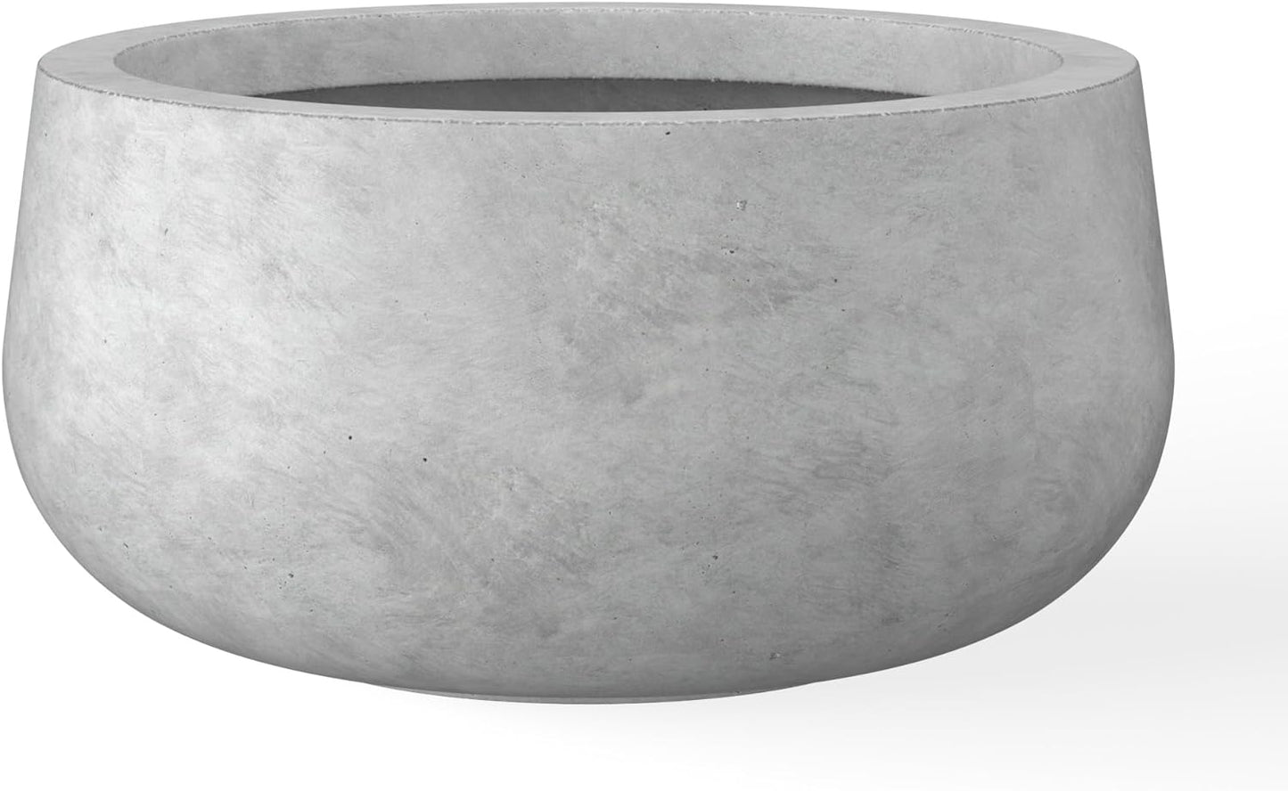 Kante 19.6" Dia Round Concrete Planter, Cement Plant Pots with Drainage Hole and Rubber Plug for Outdoor Indoor Garden Home, Modern Curvaceous Design, Natural Concrete