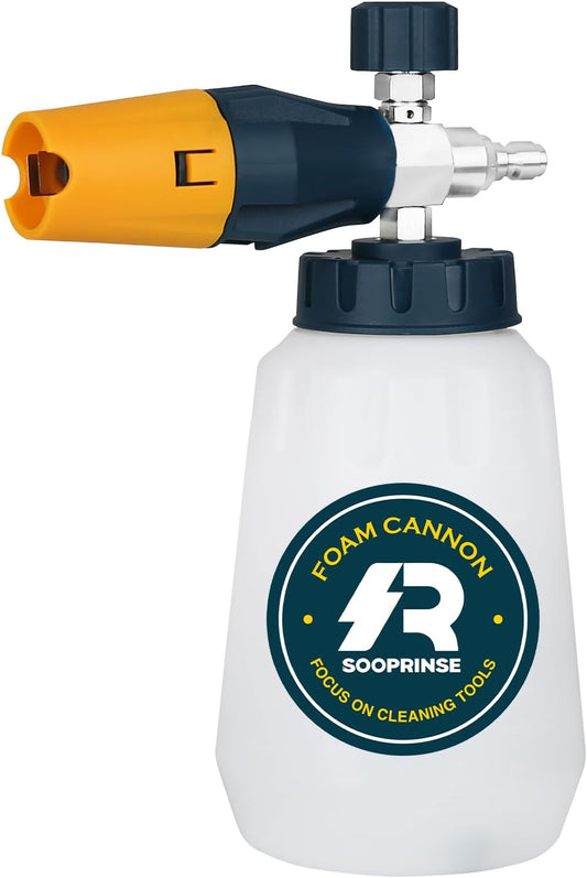 Sooprinse Foam Cannon with 1/4 Inch Quick Connector, Heavy Duty Car Foam Blaster Wide Neck Adjustable Snow Foam Lance for Pressure Washer, 1 Liter