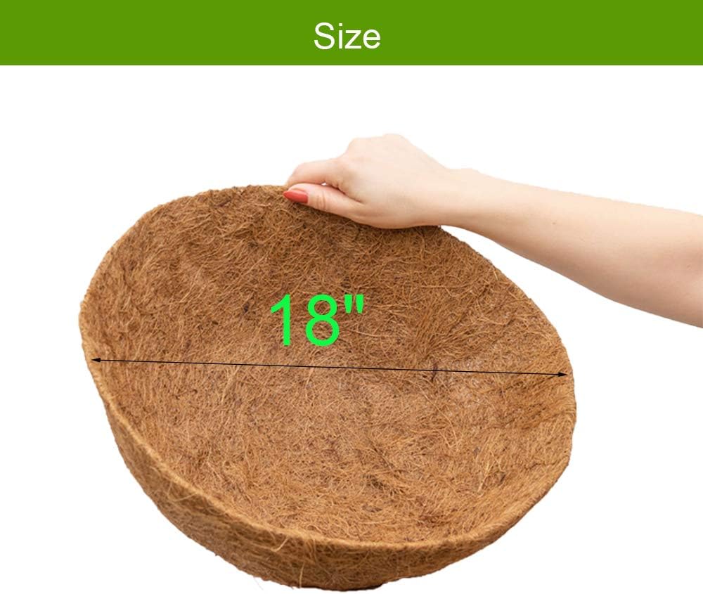 Coco Liners for Planters Round Basket Shaped Coconut Fiber Replacement Liners (4, 18 Inch)