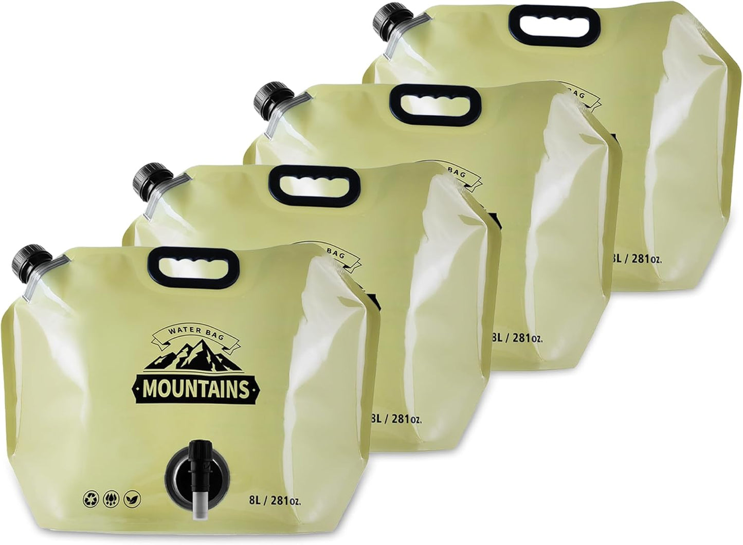 Collapsible 8L Water Storage Bag, BPA-Free Portable Folding Water Jug with Adjustable Faucet, Leakproof Emergency Water Bag for Camping, Hiking, Riding, Outdoor Sport (BEIGE, 4)