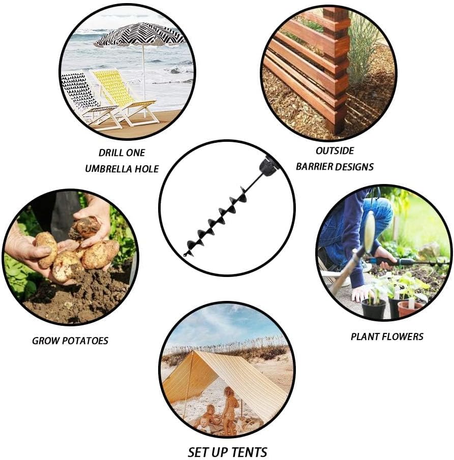 Auger Drill Bit for Planting - 3 x 24 inch Plant Auger for Cordless Drill - Bulb Planter Tool for Bulbs Planting&Holes Digging - 3/8" Hex Drive Drill