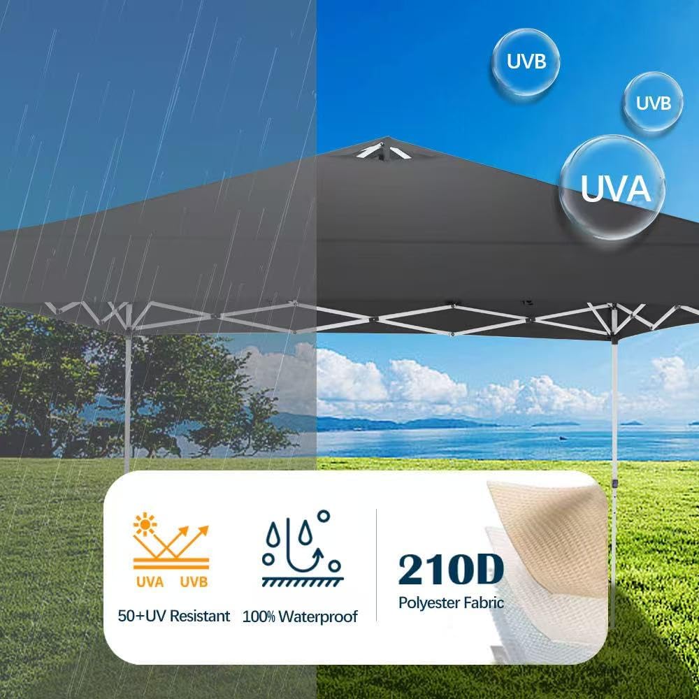 10x10 Pop Up Canopy,Event Tent – One-Person Setup, Waterproof & UV-Blocking, Heavy-Duty Steel Frame, Wheeled Bag & Sandbags – Outdoor Shade for Beach, Camping, Backyard, Tailgate (Black)