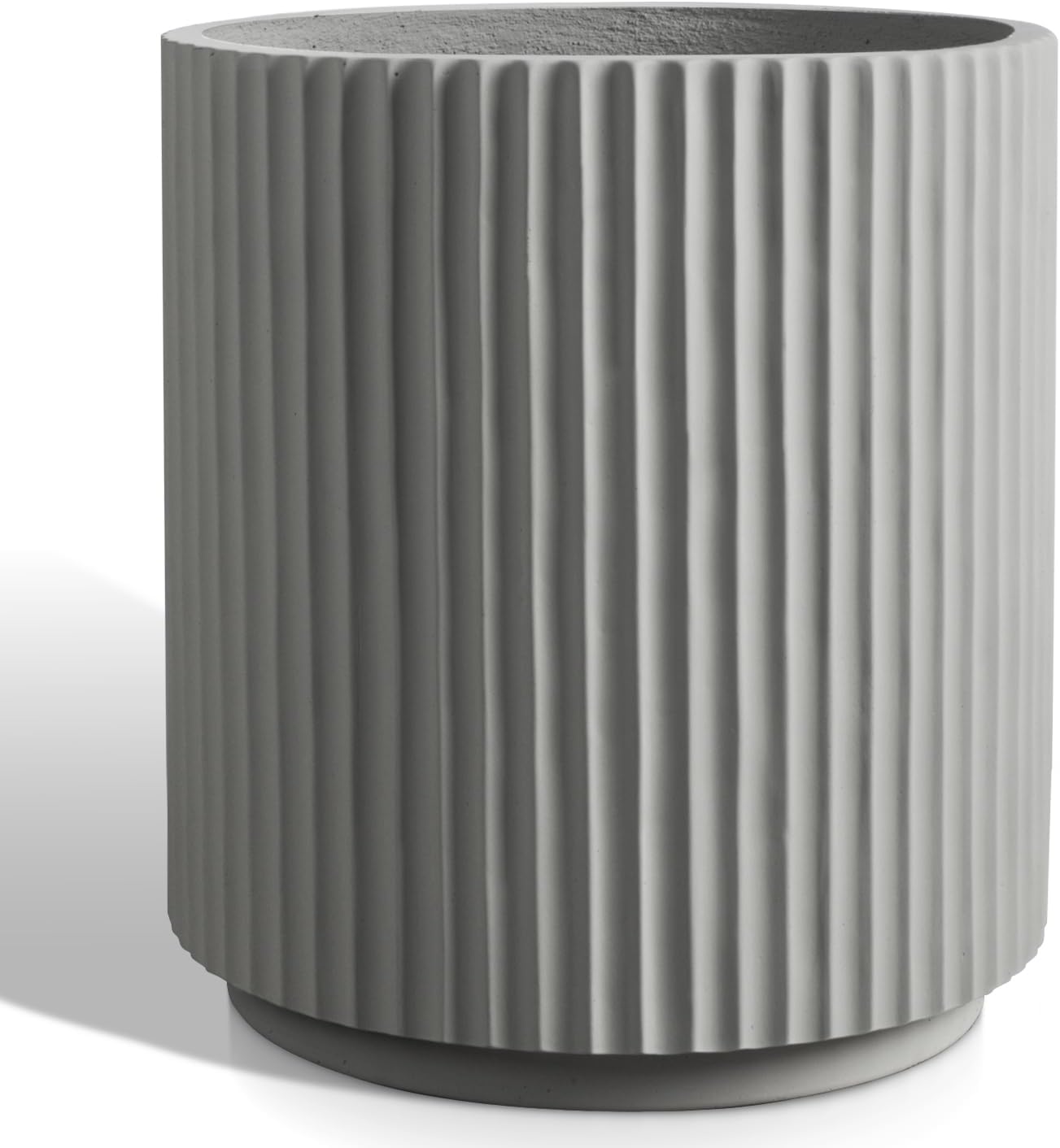 Round Concrete Planter Outdoor Indoor, Large Cement Plant Pots for Flowers (Vertical Gray, 12 inch)