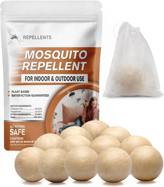 Mosquito Repellent Outdoor Patio, Mosquito Repellents Indoors, Natural Mosquito Repellent Balls, Mosquitoes Repellant for Yard/Camping, Mosquito Deterrent,120 ft² and 60-90 Days-12P