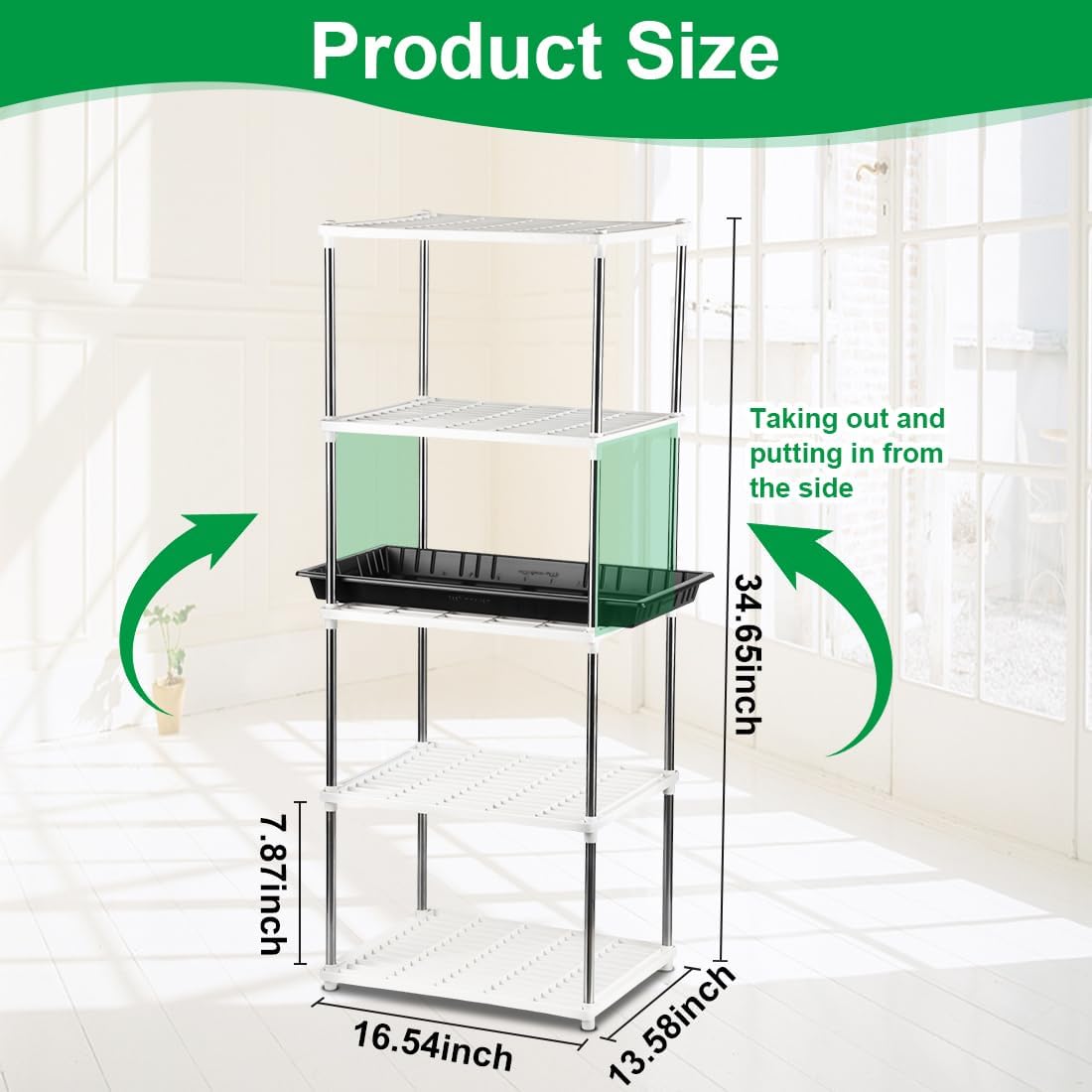5 Layer Sprouting Tray Storage Shelf, Plant Tray Shelf Nursery Pot Tray Shelf Seeding Tray Container Shelves Indoor/Outdoor Plant Rack Holder (White)