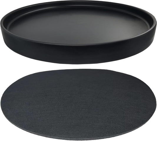 Ceramic Plant Saucer Pot Tray 12 Inch, Planter Saucers 4 5 6 7 8 9 10 11 12 Inch for Indoors Outdoor, Durable Sturdy Flower Drainage Tray for Glazed Pots Base (12.5 Inch-Black)