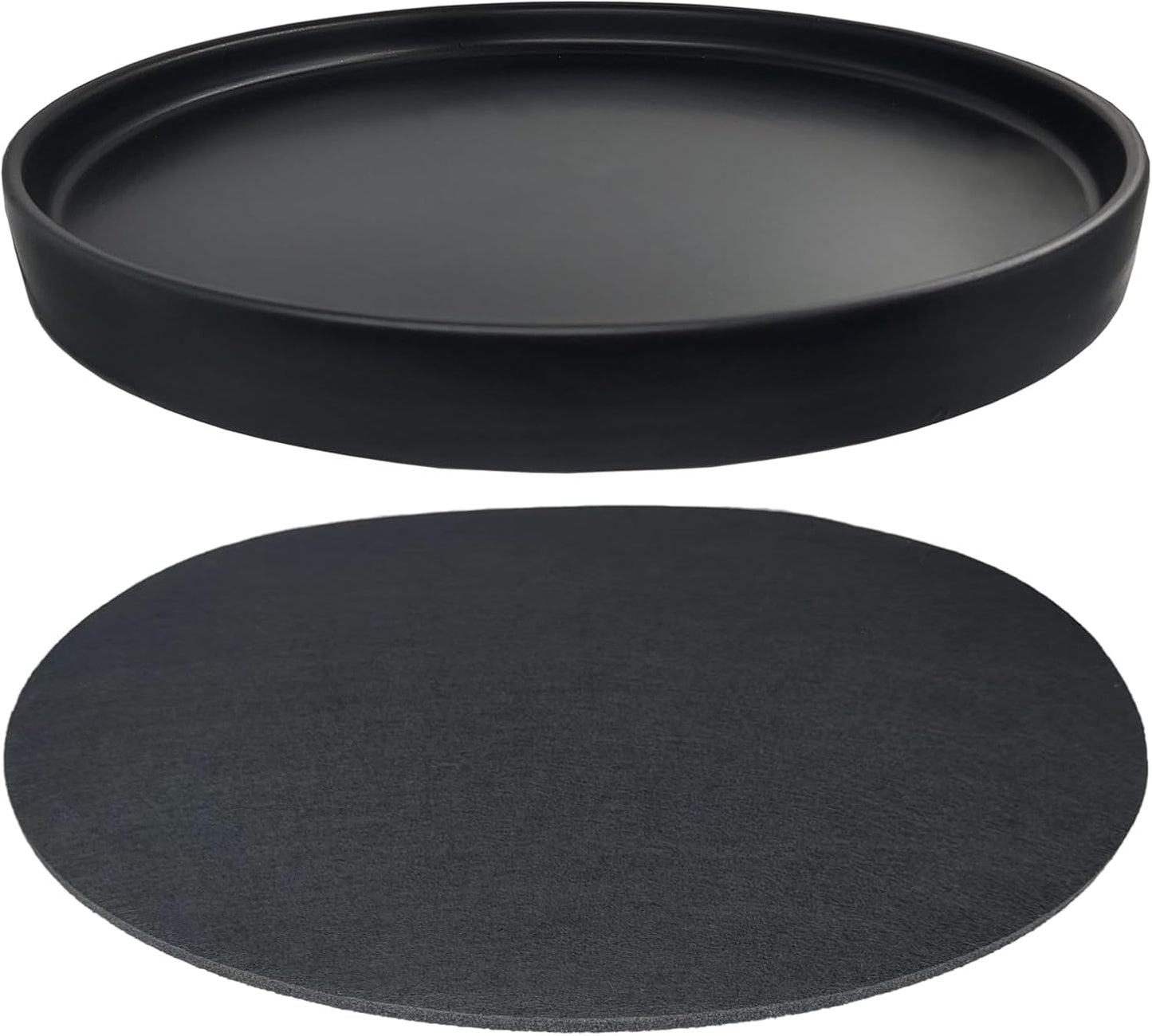 Ceramic Plant Saucer Pot Tray 10 Inch, Planter Saucers 4 5 6 7 8 9 10 11 12 13 Inch for Indoors Outdoor, Durable Sturdy Flower Drainage drip Water Tray for Glazed Pots Base (10.7 Inch-Black)