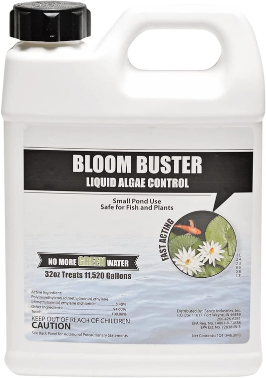 Bloom Buster Algae Control for Fish Ponds & Water Gardens - 32 Ounces - Safe for Koi Fish, Goldfish & Plants - Controls Algae in Ponds & Water Features, EPA Registered