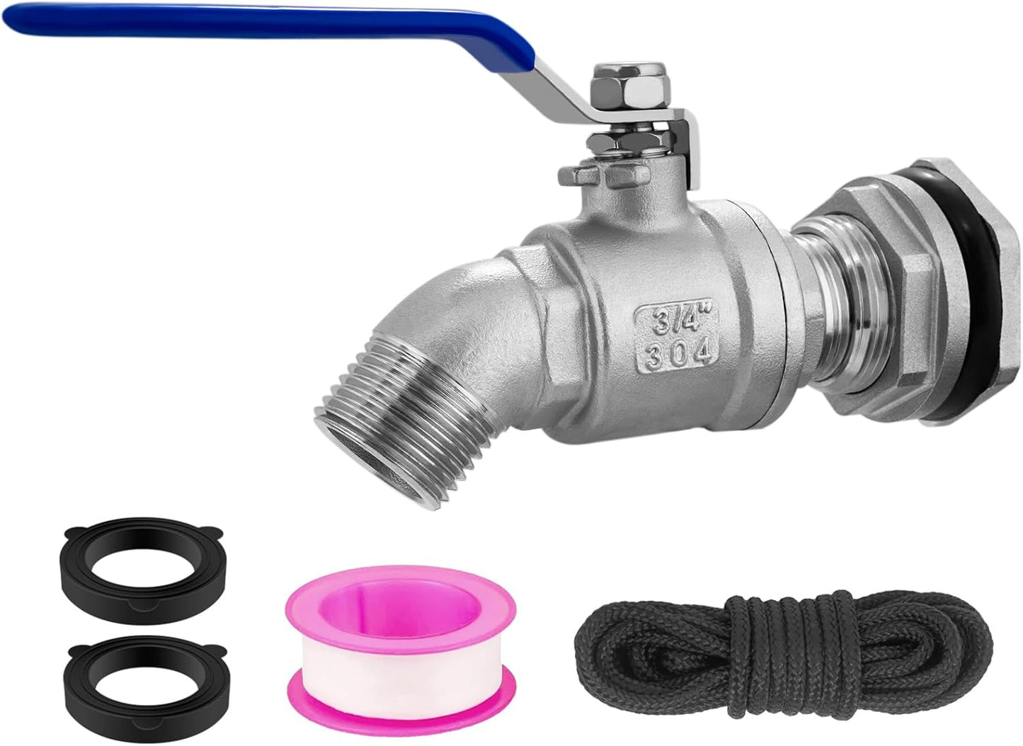 Rain Barrel Spigot Kit High Flow Spigot for Water Barrel 304 Lead-Free Compliant Stainless Steel for Rain Barrels 3/4"GHT Rain Barrel Quarter Turn Spigot with Bulkhead Fitting