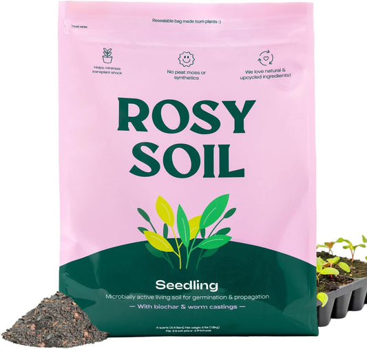 Seedling Seed Starter Soil Mix - Peat-Free Organic Potting Mix for Seeds, Cuttings, Microgreens- Enriched w/Worm Castings, Root-Boosting Biochar, Less Prone to Gnats for Germination & Propagation- 4qt