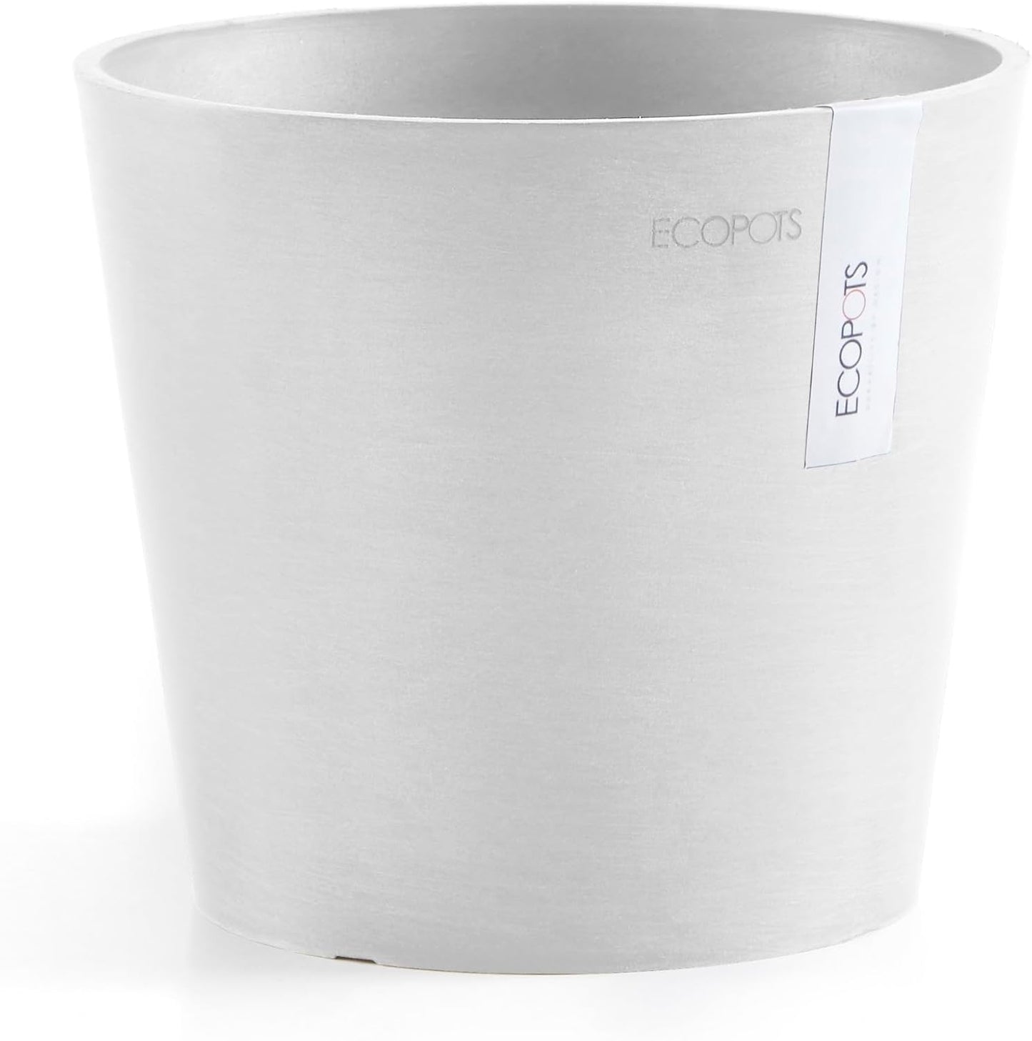 Ecopots Amsterdam Mini Durable Modern Round Recycled-Based Composite Flower Pot Planter, Pure White, 7"