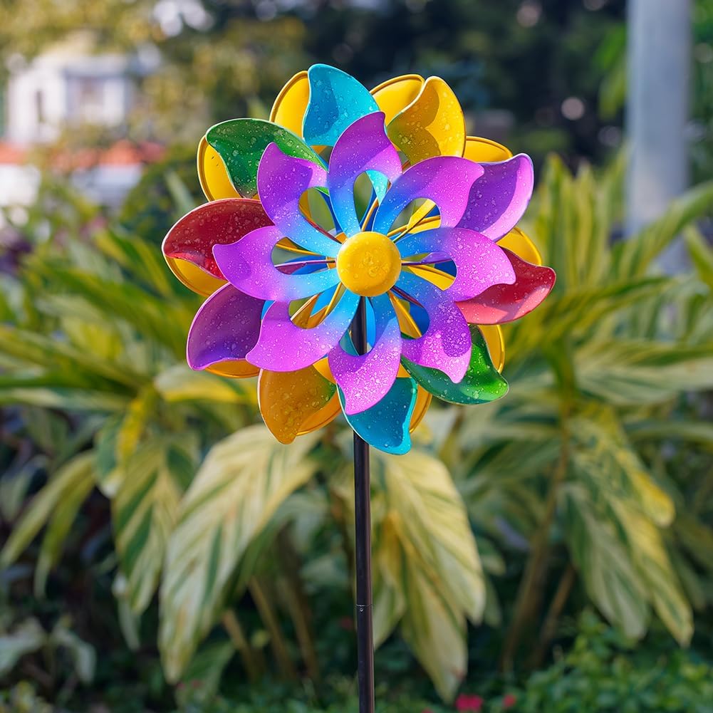 DREAMSOUL 13" Wind Spinners Outdoor, Colorful Wind Spinners Yard Art for Garden Patio Lawn Decor (63 * 13 Inches)