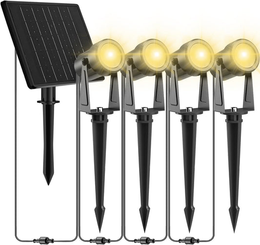 ZYAN Solar Landscape Spotlights Outdoor Waterproof IP65, Bright Solar Powered Garden Yard Spot Lights for Outside Plant, Tree, Pathway, Auto On/Off Wall Lights for Walkway, Lawn, Pool Areas-4 Pack