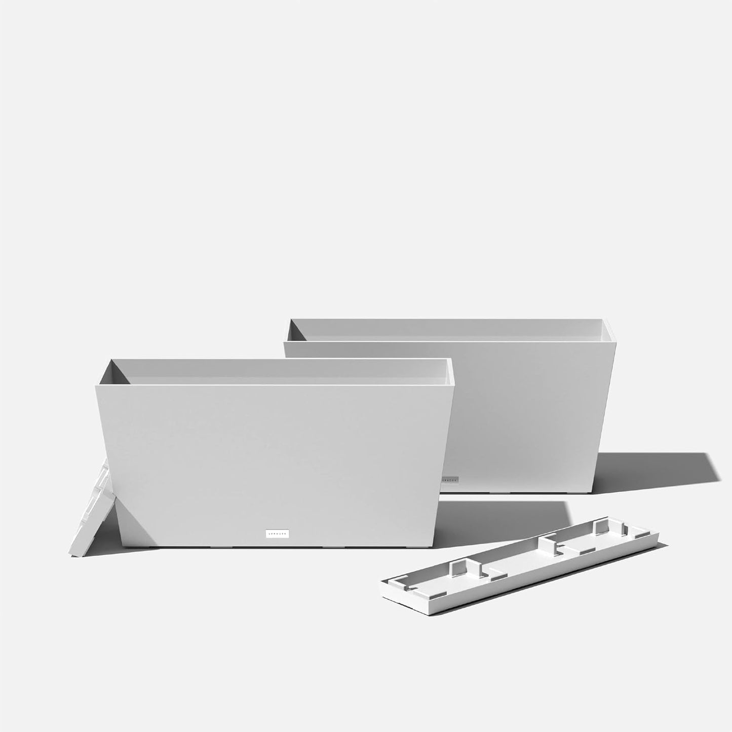 Veradek Midori Long Trough Planter (White, 31 inch - 2 Pack with 2 Saucer Trays)