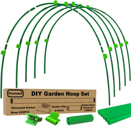 Greenhouse Hoops Set for DIY Grow Tunnel，Thickened High Tenacity PP Mid Green Garden Hoops for Row Cover，Raised beds，DIY Plant Support Garden Stakes, 25pcs
