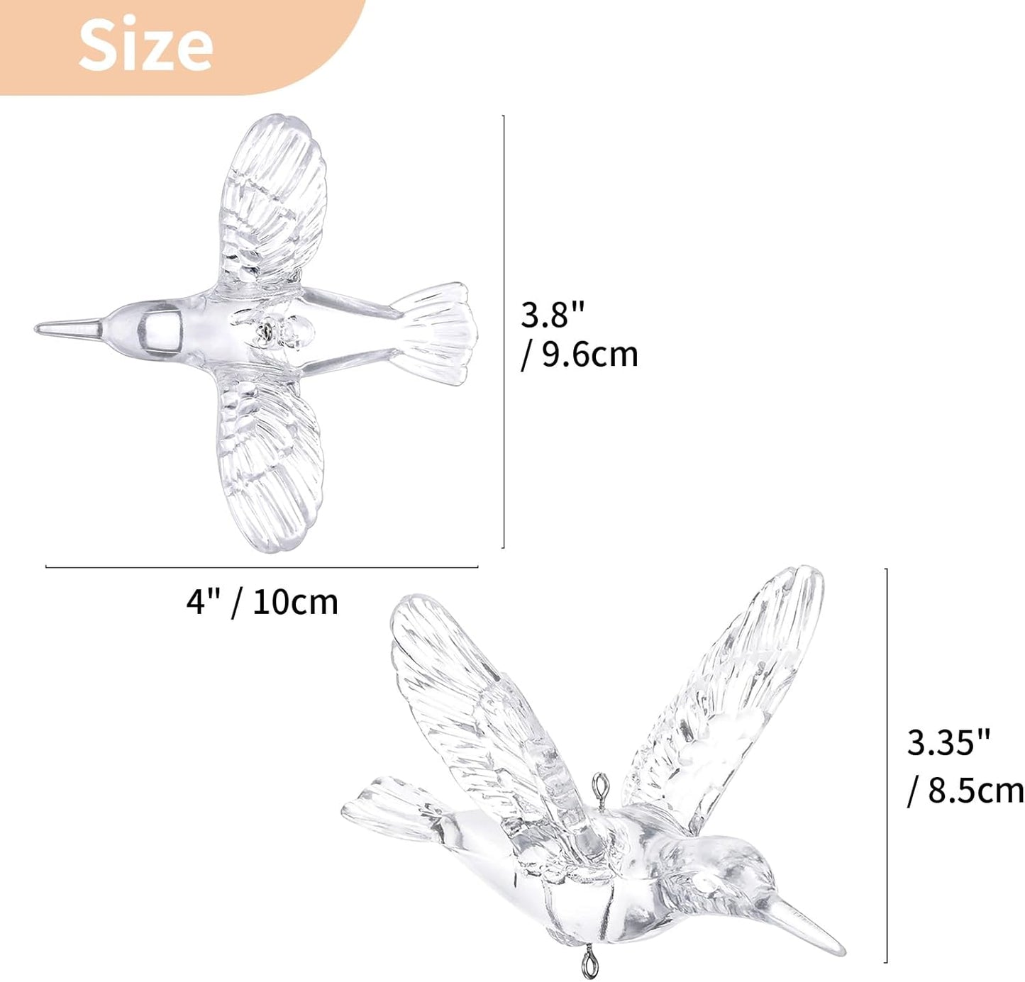 NUPTIO Crystal Ceiling Hanging Ornaments: 50 Pcs Acrylic Flying Birds for Wedding Party Window Garden Bedroom Outdoor Birthday - Christmas Tree Decorations with Transparent Line