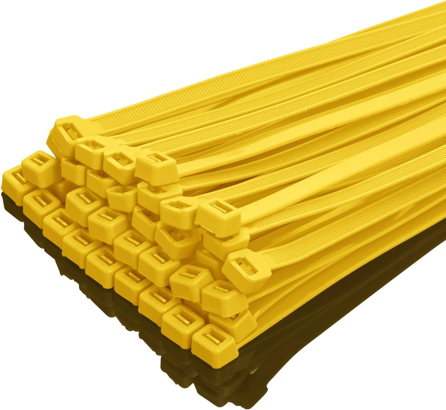 XINGO 10 Inch Yellow Zip Ties Heavy Duty 100 Pack, 120 LBS Tensile Strength, Premium Nylon Cable Wire Ties, Self-locking Plastic Ties for Indoor and Outdoor Use