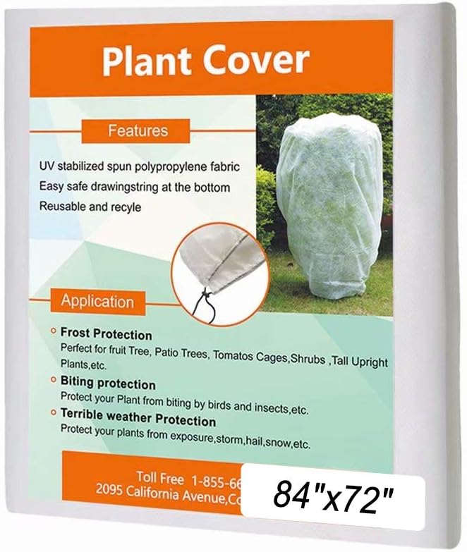 Agfabric Plant Covers Freeze Protection 1.5oz 84"x72" Warm Worth Tree/Shrub Cover,Protecting Bag for Frost Protection,White