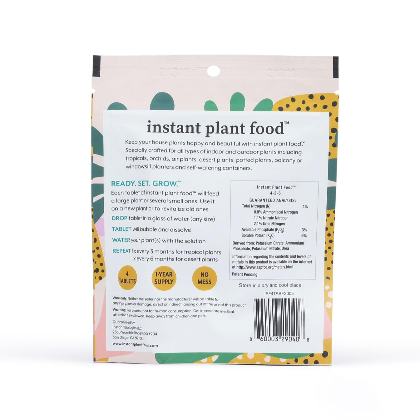Houseplant Fertilizer & Indoor Plant Food | Self-Dissolving Tablets | Make Feeding Your Plants a Breeze | Instant Plant Food (4 Tablets)