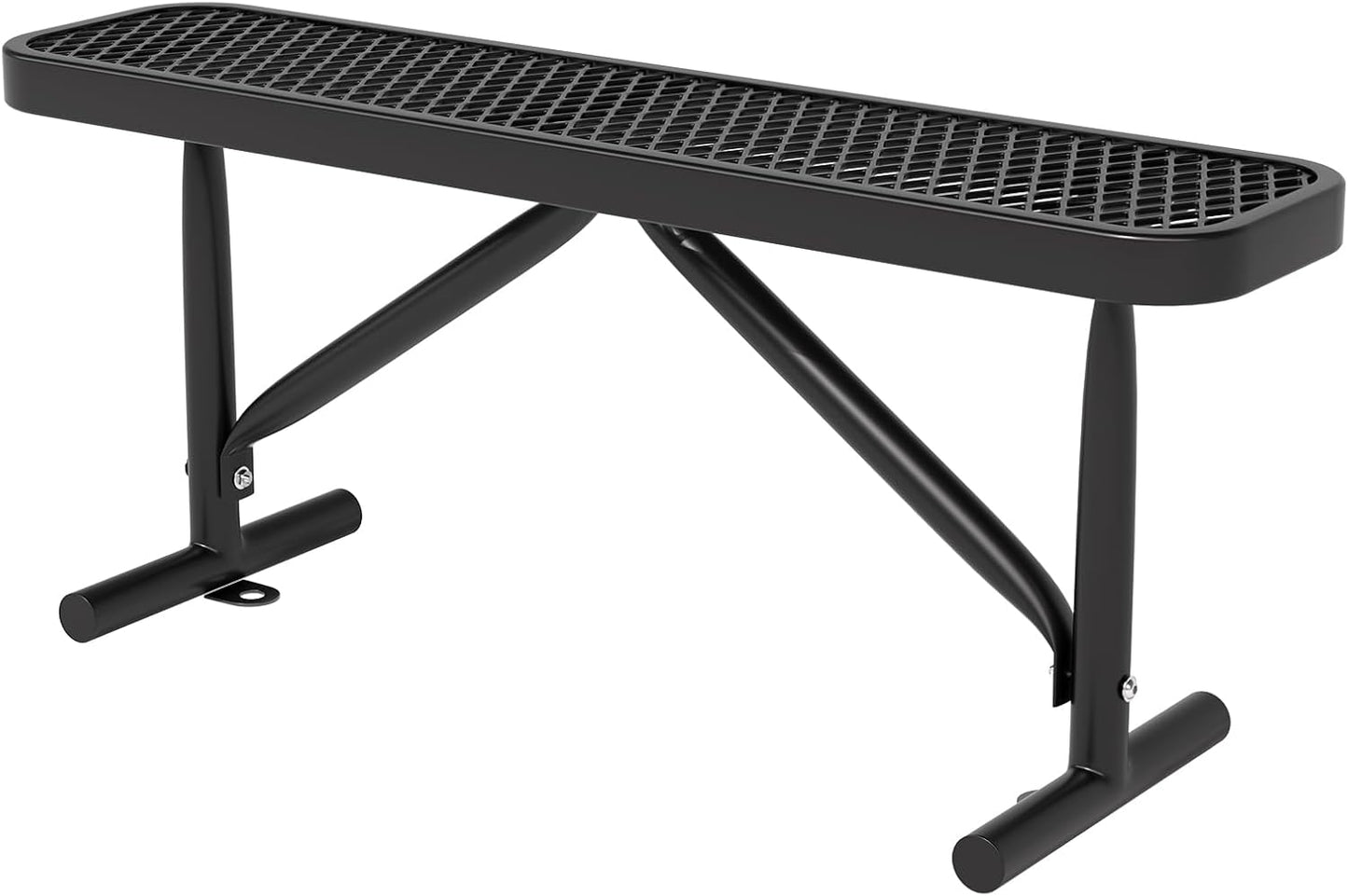4 Feet Metal Park Bench for Outside, Outdoor Heavy Duty Garden Bench with Portable Frame, Commercial Benches for Shopping Mall, Store, Park, Patio, Deck, Black