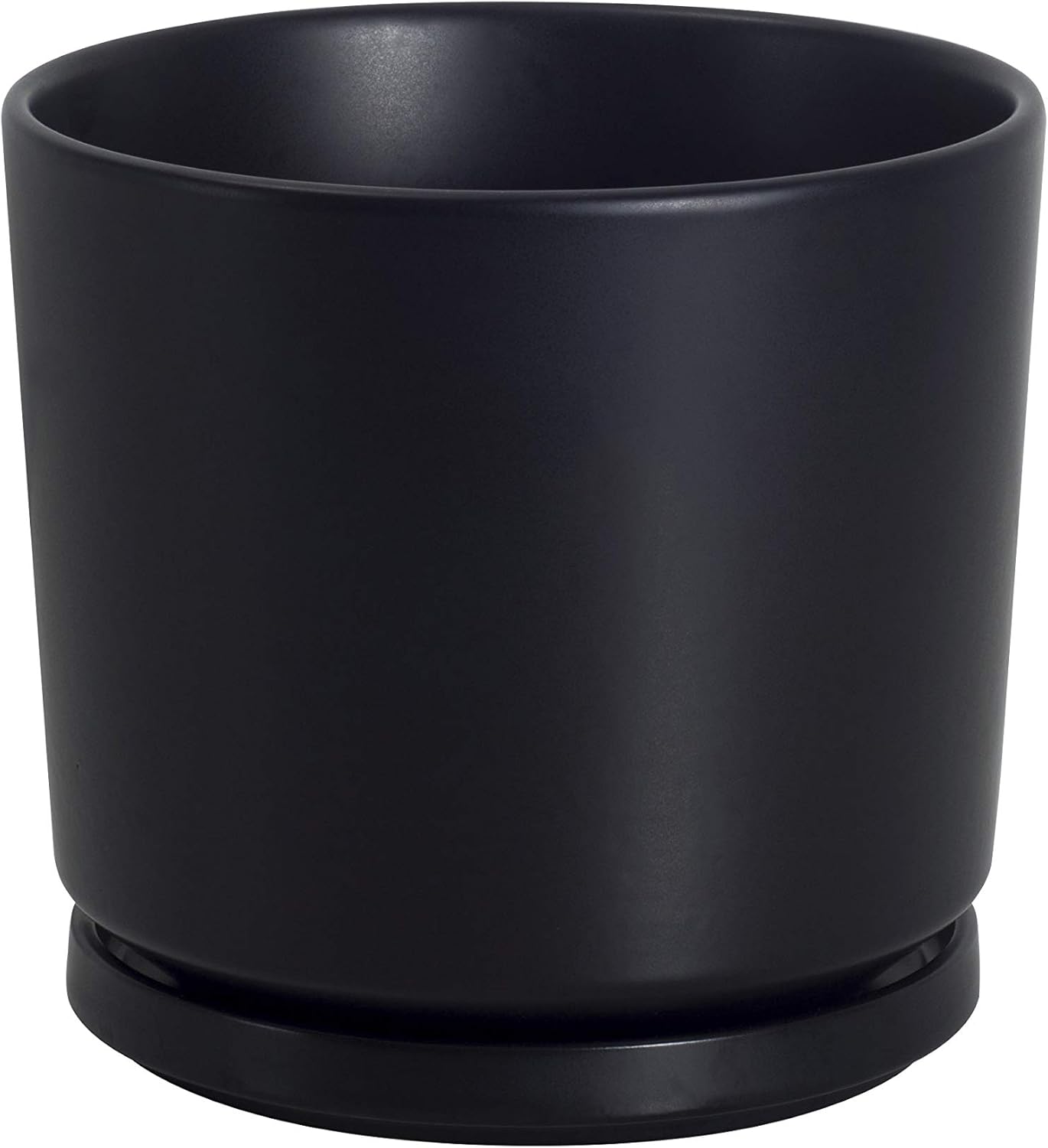 Ekirlin 9 inch Plant Pots,Ceramic Flower Planters Indoor,Modern Succulents Containers with Drain Hole Saucer,Decorate Home,Office & Outdoor (Black)