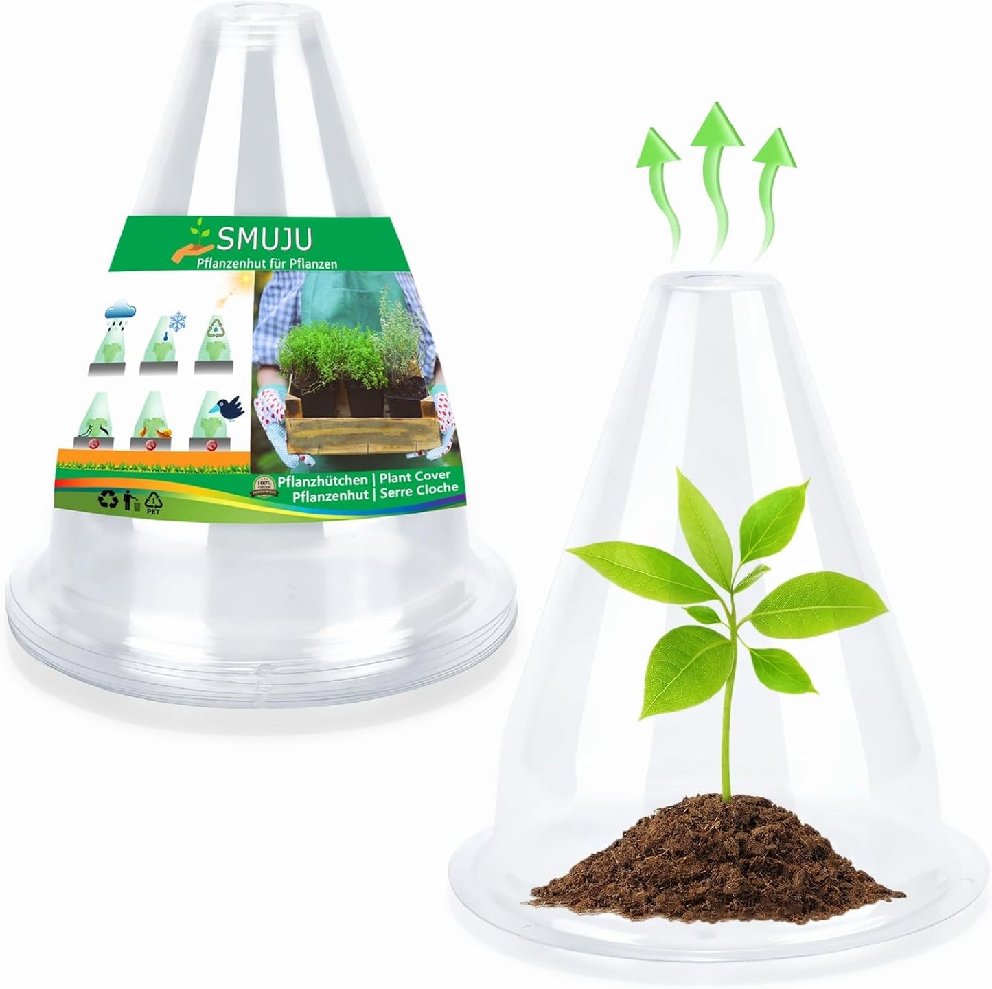 【24 Pieces】 Garden Cloches for Plants, Plant Cover Plant Protectors Transparent Bell Jar Cloches Protection Plants from Birds, Slugs, Frost, Freeze Weather, 7.8" D x 9.4" H, Transparent