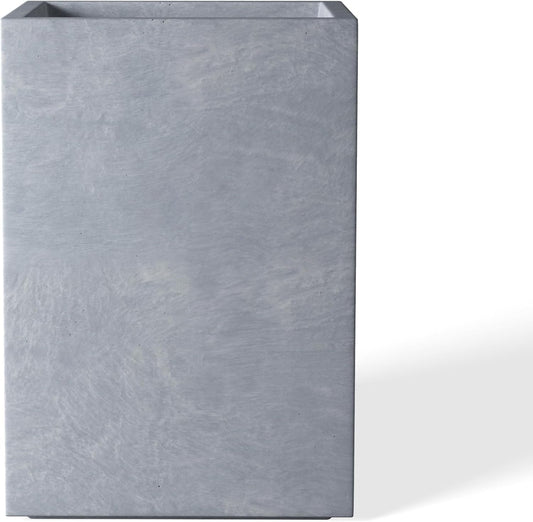 Kante 18.5" H Tall Rectangular Concrete Planters, Outdoor Indoor Lightweight Plant Pots with Drainage Hole and Rubber Plug, Modern Style for Home Garden Patio, Slate Gray