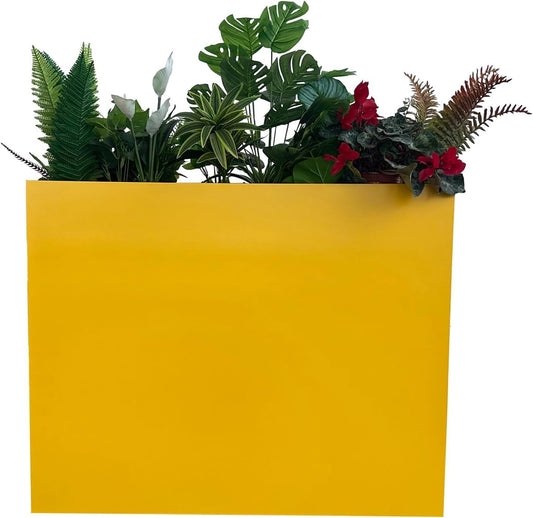 38" L x 13" W x 30" H Metal Tall Rectangular Planter - Large Planter Box for Outdoor Patio/Porch Modern Design for Plants, Flowers, Garden,Spliced Flower Pot (Yellow)