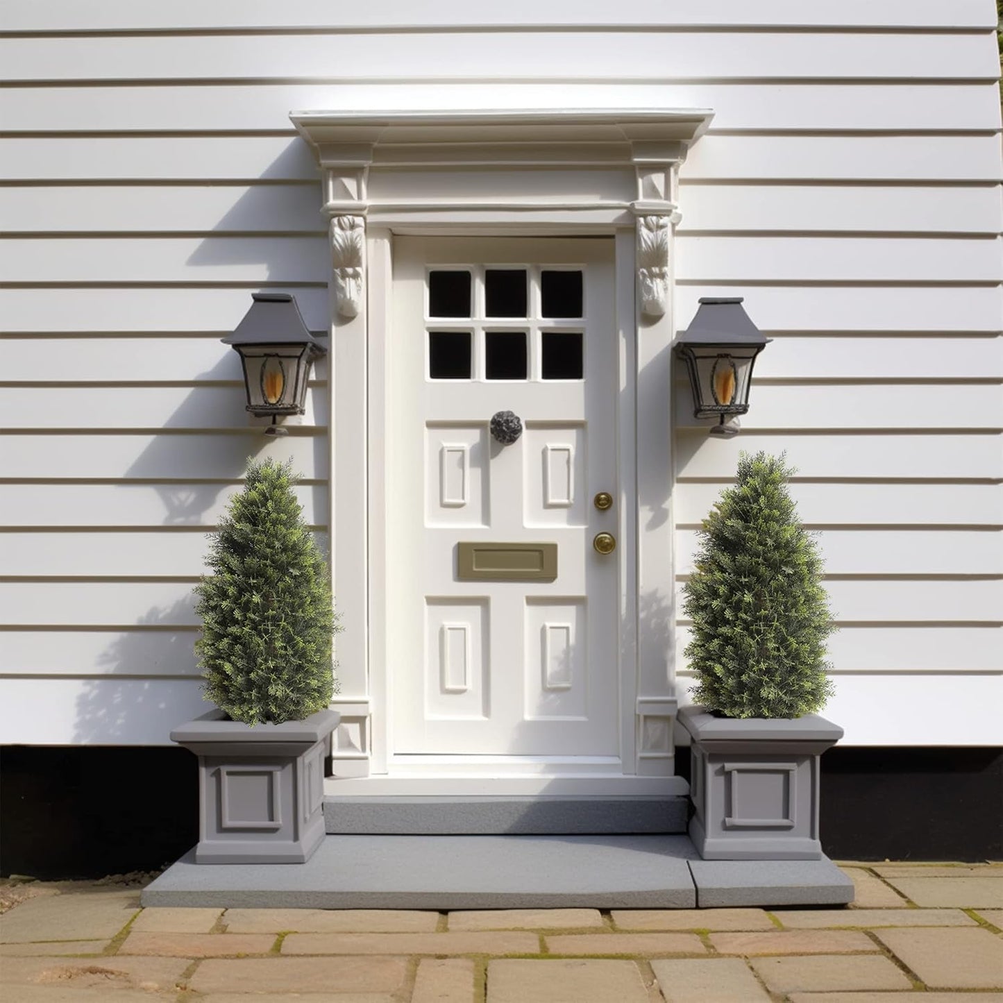 3FT Artificial Cedar Topiary Trees, Fake Cypress Trees Faux Pine Shrubs Plants, Evergreen Plants for Home Porch Decor Set of 2