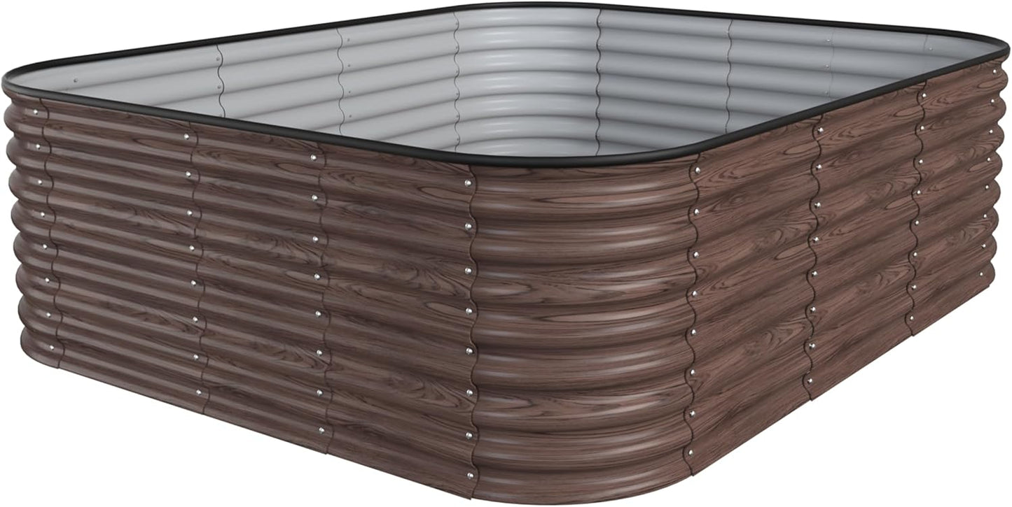 MUPATER 8x4FT Raised Garden Bed, Galvanized Raised Garden Bed with 3 Aluminum Support Rods, 24''H Mutli-in-1 Metal Garden Bed, Modular Raised Planter Box Outdoor for Vegetables, Flowers, Rustic