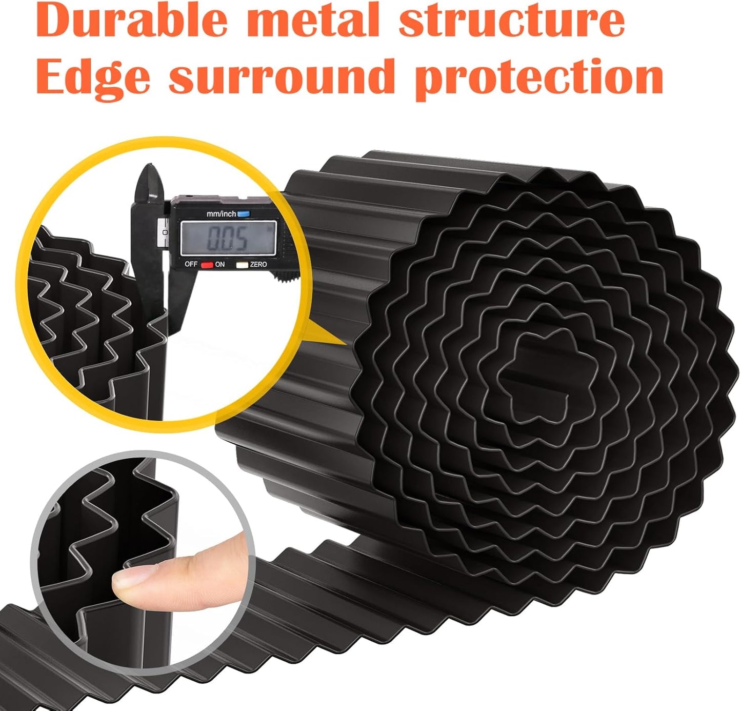 LAVEVE Corrugated Metal Garden Edging 4" x 10Ft, Landscape Edging Border for Lawn, Flower Bed, Garden Fence, Paver Edging (Black)