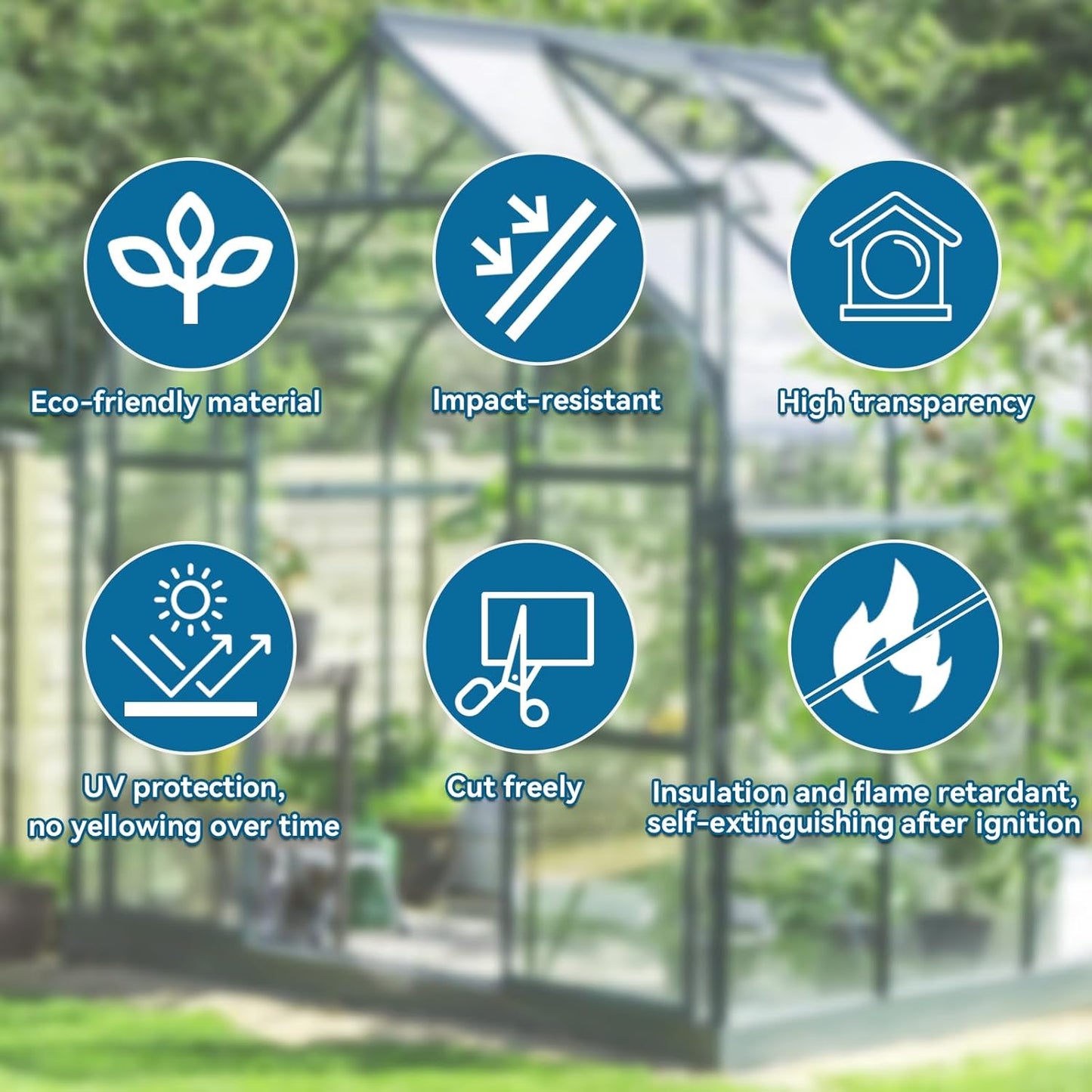 6 Pcs Polycarbonate Greenhouse Panels Waterproof UV Protected Polycarbonate Double Layer Polycarbonate Panels Sheet Corrugated Plastic for Greenhouse, Outdoor, Plant Stand Roof, clear