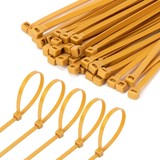 8 Inch Gold Zip Tie 1000 PCS, 40 Lbs - Small to Medium Zip Tie, Nylon PA66 UV Resistant Cable Tie Heavy Duty for Indoor and Outdoor Use - Ideal for bundling and securing objects