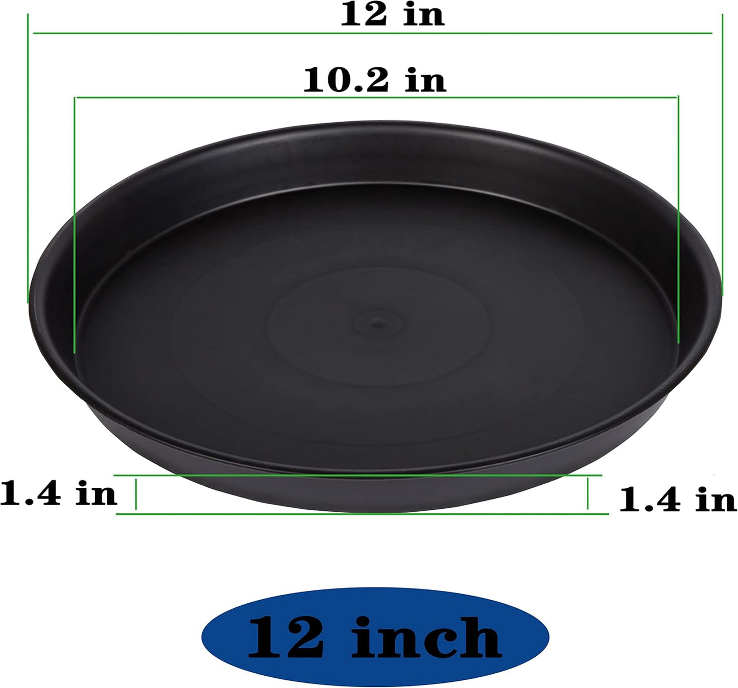 2 Pack of Bird Bath Bowl 12", 1.6" Depth, 10 12 inch Birdbath Bowls Dish Only for The Garden, Large Plant Saucer (12", Black)
