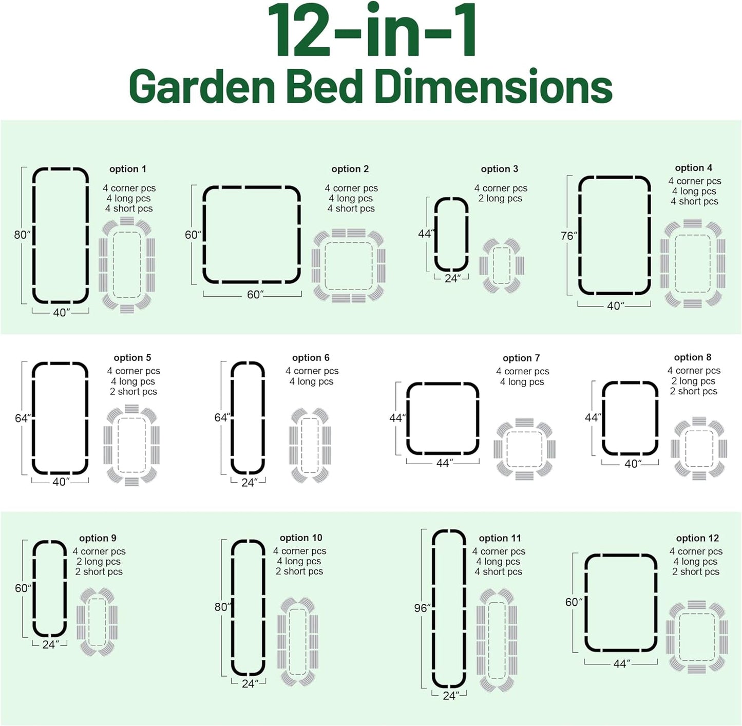 Olle 17" Tall Raised Garden Bed Kit Fruits Vegetables Flowers Planter Box 12-in-1 Galvanized Planter Boxes for Outdoors Size 5X5 Feets 8X2 Feets, Midnight Grey 17" Tall