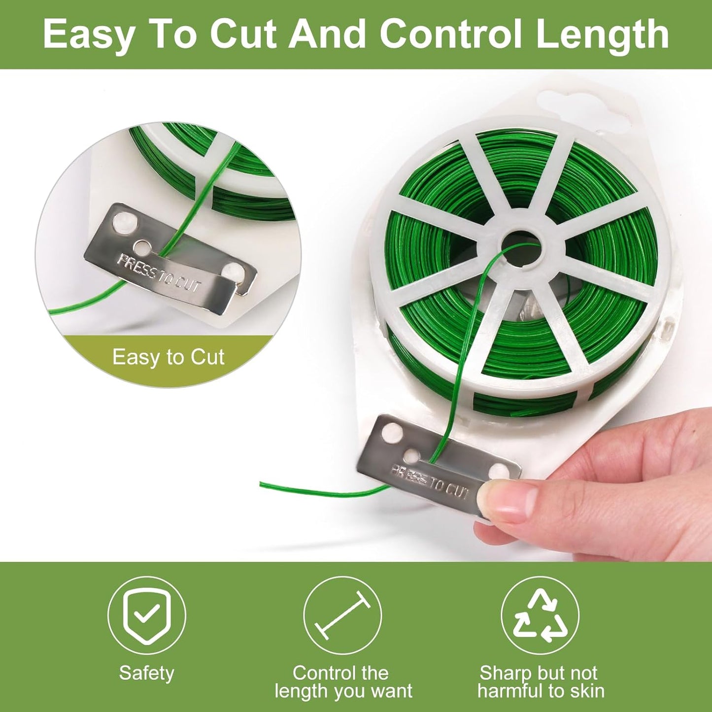 SumDirect Plant Ties,1312FT/400m Green Garden Twist Ties with Cutter for Gardening Plants Growth and Care,Plant Garden Twine Wires for Office Home Cable Organization (1312 Feet / 400 Meters(2 Rolls))