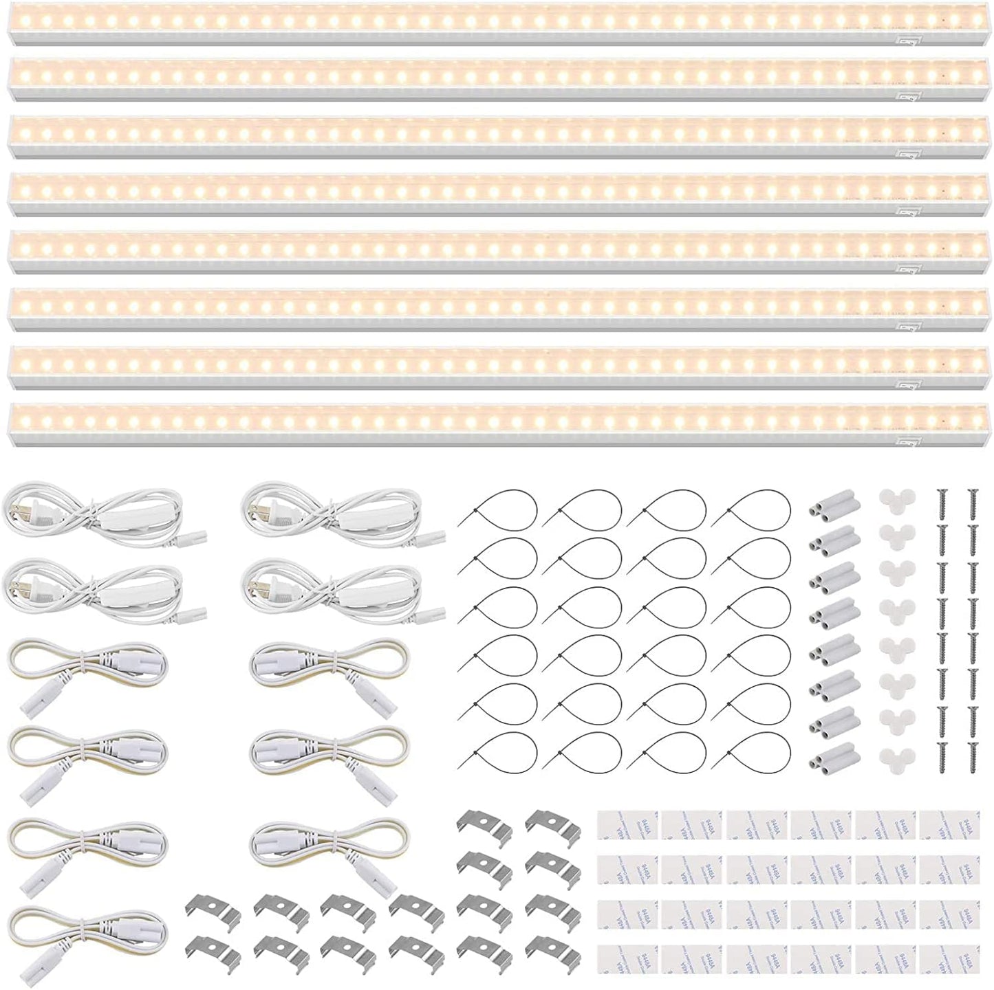 Barrina T5 Grow Lights, Full Spectrum Grow Light, 3ft 128W (8 x 16W, 800W Equivalent), LED Grow Lights for Indoor Plants, Ideal for Indoor Plants, Plant Grow Shelf, Plug and Play, Yellow, 8-Pack