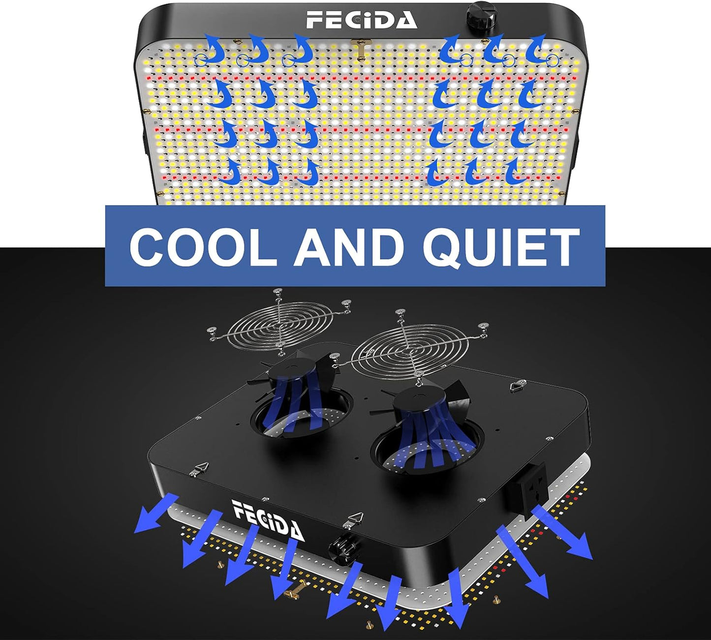 FECiDA Dimmable LED Grow Light 24000 Lumen 260 Watt, 2024 Best 3x3 2x4 ft Grow Tent Light, UV-IR Included Full Spectrum Plant Growing Lamps with 1176PCS LEDs, Daisy Chian Function, Quiet Built-in Fan