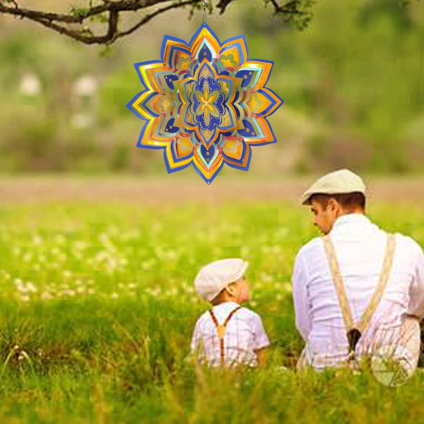 Mandala Wind Spinner - Starry Sky Design | 12-Inch Laser Cut Stainless Steel, Rustproof 3D Kinetic Hanging Wind Sculptures & Spinners for Indoor/Outdoor Garden Decor & Yard Art | Worth Gift